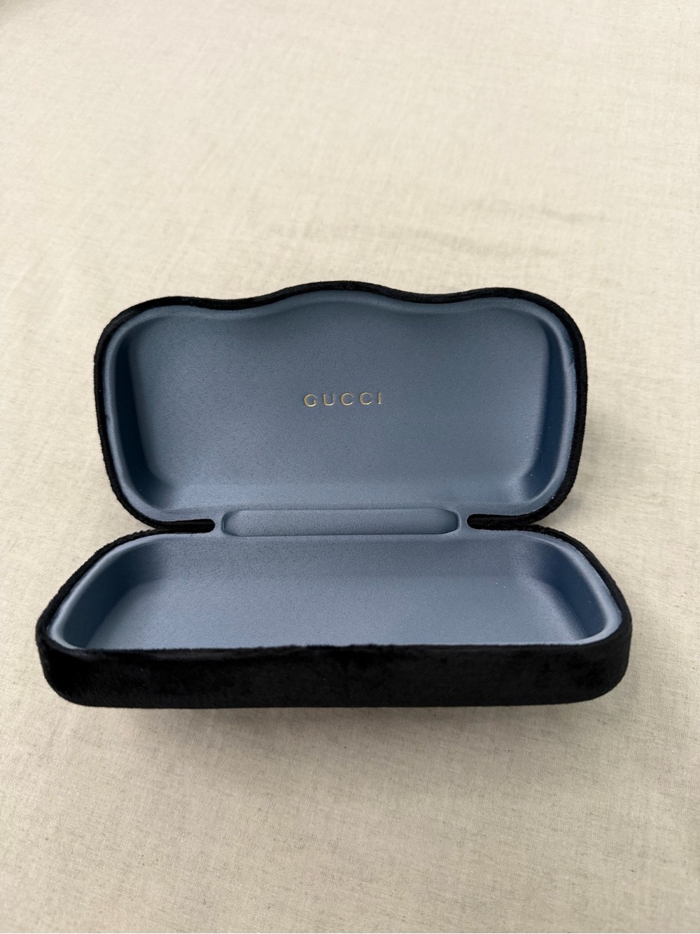 Gucci Black Velvet Eyewear Case with Blue Interior